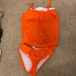 Venus neon orange tankini, top size 10, bottoms 14